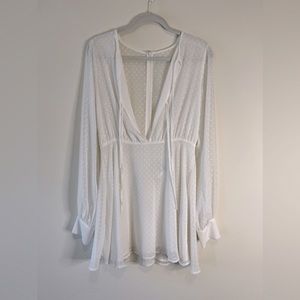 See through mini white beach dress